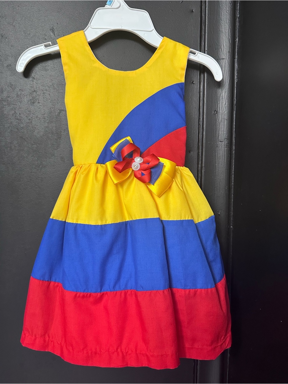 Colombia/Venezuela Girls' Party Dress - Yellow, Blue & Red